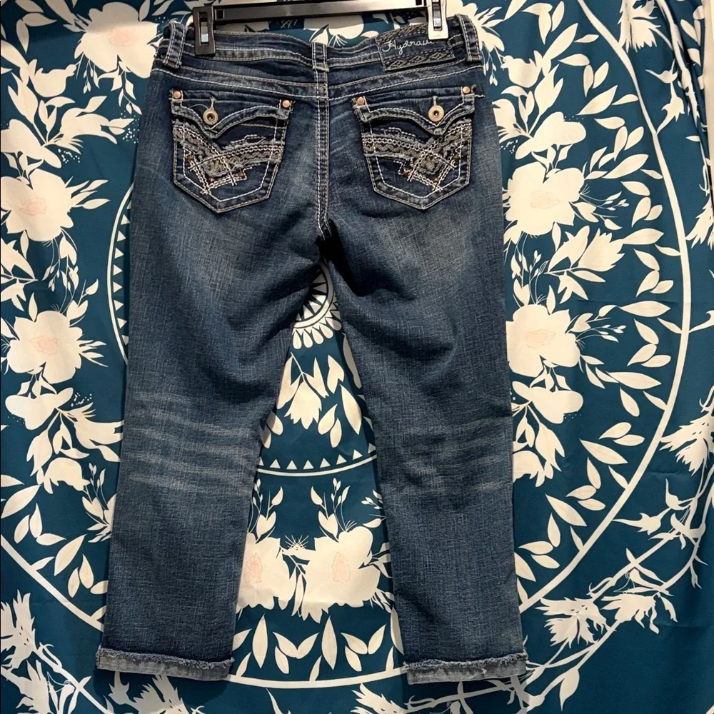 Hydraulic Women's Dark Blue Distressed Cropped Jeans - Picture 2 of 3